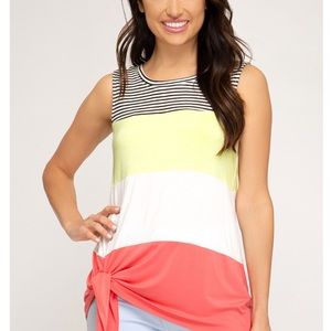 Color Block Tank with side tie